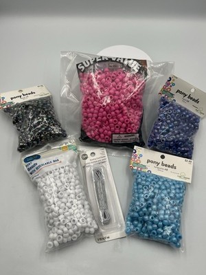 5 Bags-Pink , BLUE AND MORE  Beads SEE ALL AND WITH ELASTIC CORD NEW
