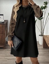 Shein Dress Black & Leopard Print Size XL 16