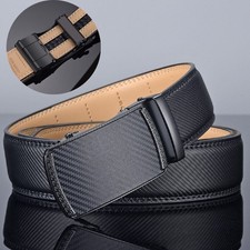 NEW Genuine Leather Mens Ratchet Belt Belts For Men Adjustable Automatic Buckle