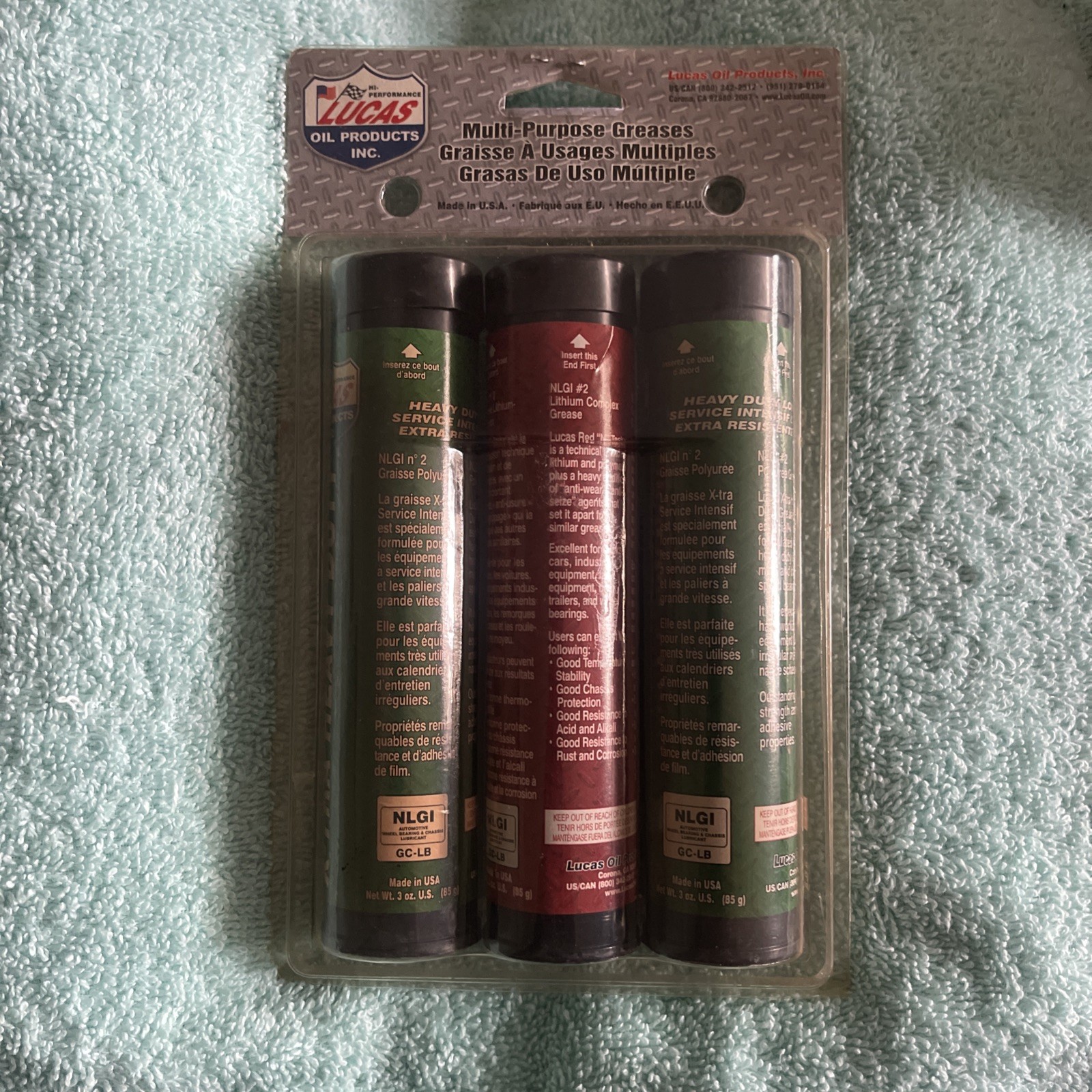 Lucas Multi-Purpose Grease 3 oz MINI TUBES 2 X-TRA Heavy Duty & 1 Red Tacky #2