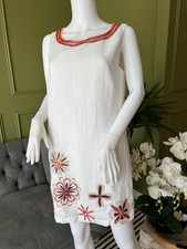 John Rocha dress size 12 linen beaded floral cocktail party shift