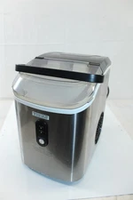 Portable Countertop Ice Maker Stainless Steel Silver Finish 1 Click Operation