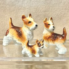Vintage Set of 3 Bone China Miniature Scottie Terrier Dog Figurines Japan