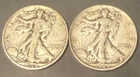 Lot of 2 1940  Walking Liberty Half Dollar  90% Silver 50 cents Circulated