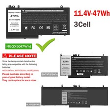 LOT NGGX5 Battery For Dell Latitude 14 E5470 5470 15 E5570 5570 P48F 11.4V-47W