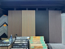 Acoustic Slat Wood Wall Panel Modern Interior Media Wall -  2.4m x 0.6m