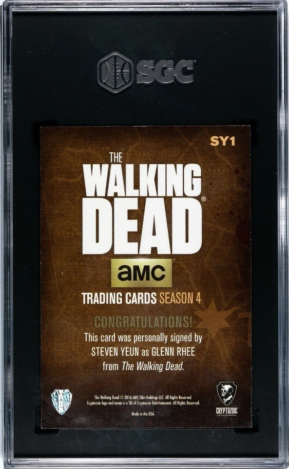 STEVEN YEUN 2016 Topps The Walking Dead Season 5 Glenn Rhee On Card Auto SGC 9 - Image 2 of 2