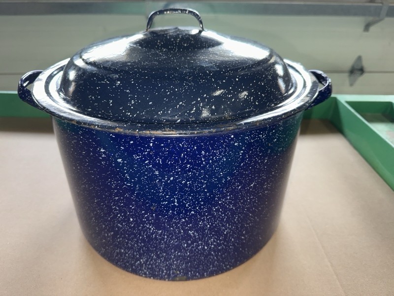 Enamel Ware 21 Quart Water Bath Canning Pot W/ Jar Rack Preserving Foods 13x10