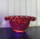Vtg Fenton Ruby Hobnail Fairy Lamp Base Only