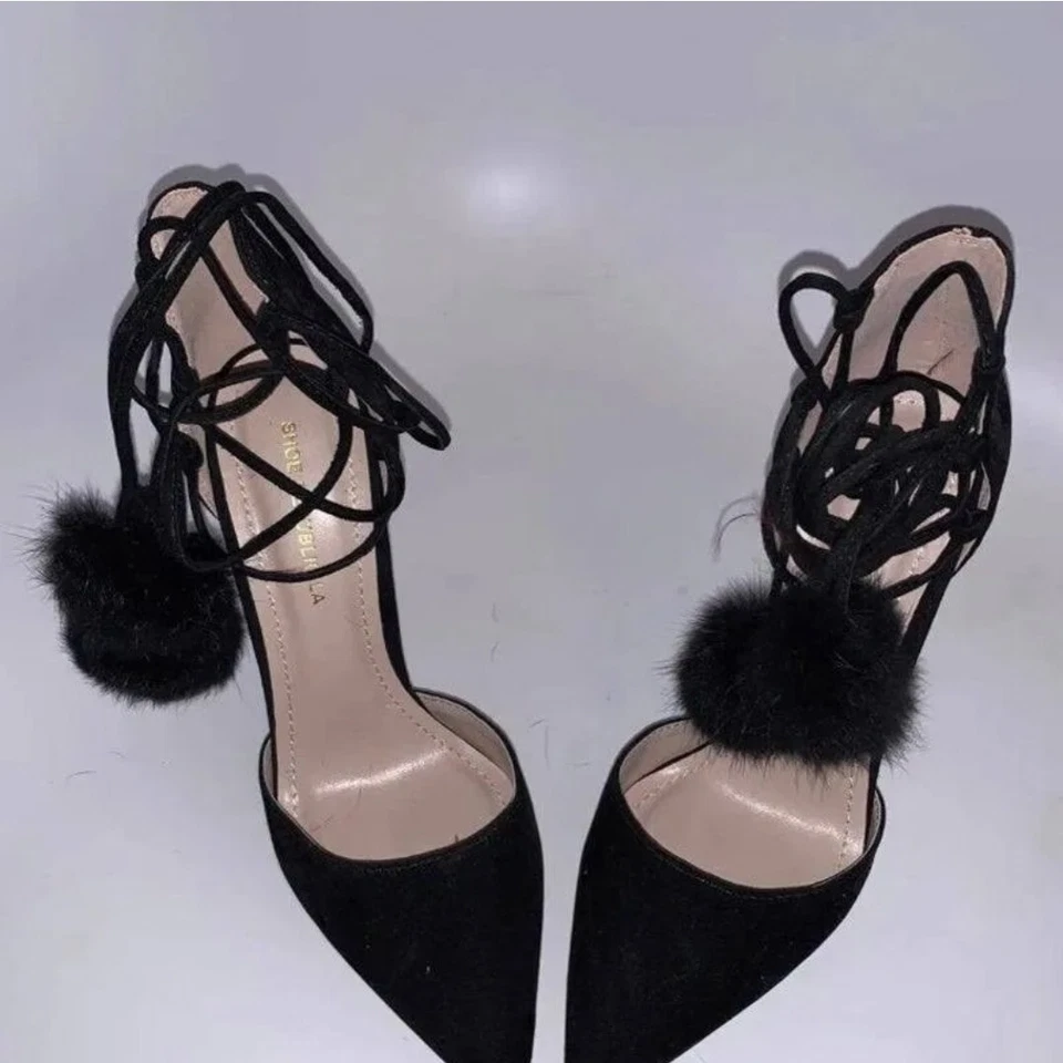 Zapatos Republic LA pompón de piel sintética con cordones de gamuza tacones/bombas/tacones de aguja  Foto 3 de 4