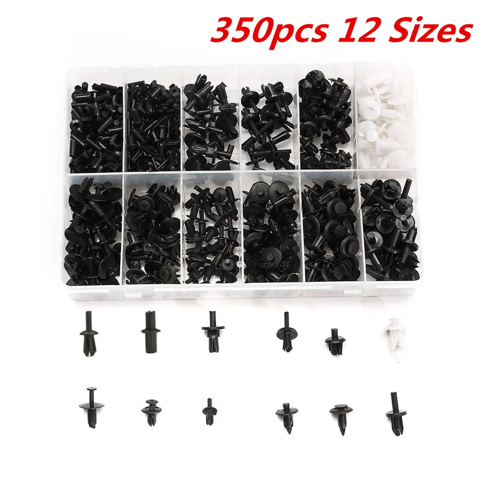 Platstic 350pcs 12 Sizes Car Push Pin Rivet Trim Clip Panel Moulding Assortments Foto 2 de 4