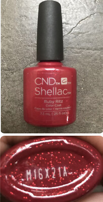 Original CND Schellack Gel UV Nagellack, Rubinritz, roter Glitzer, neu unverpackt