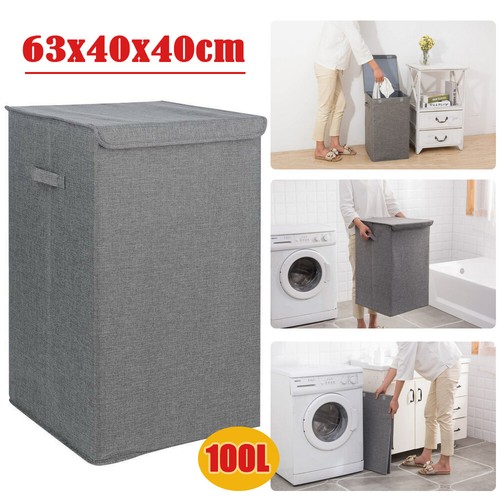 Large Laundry Basket Washing Clothes Storage Folding Basket Bin Hamper 100L AUXL - Picture 10 of 17