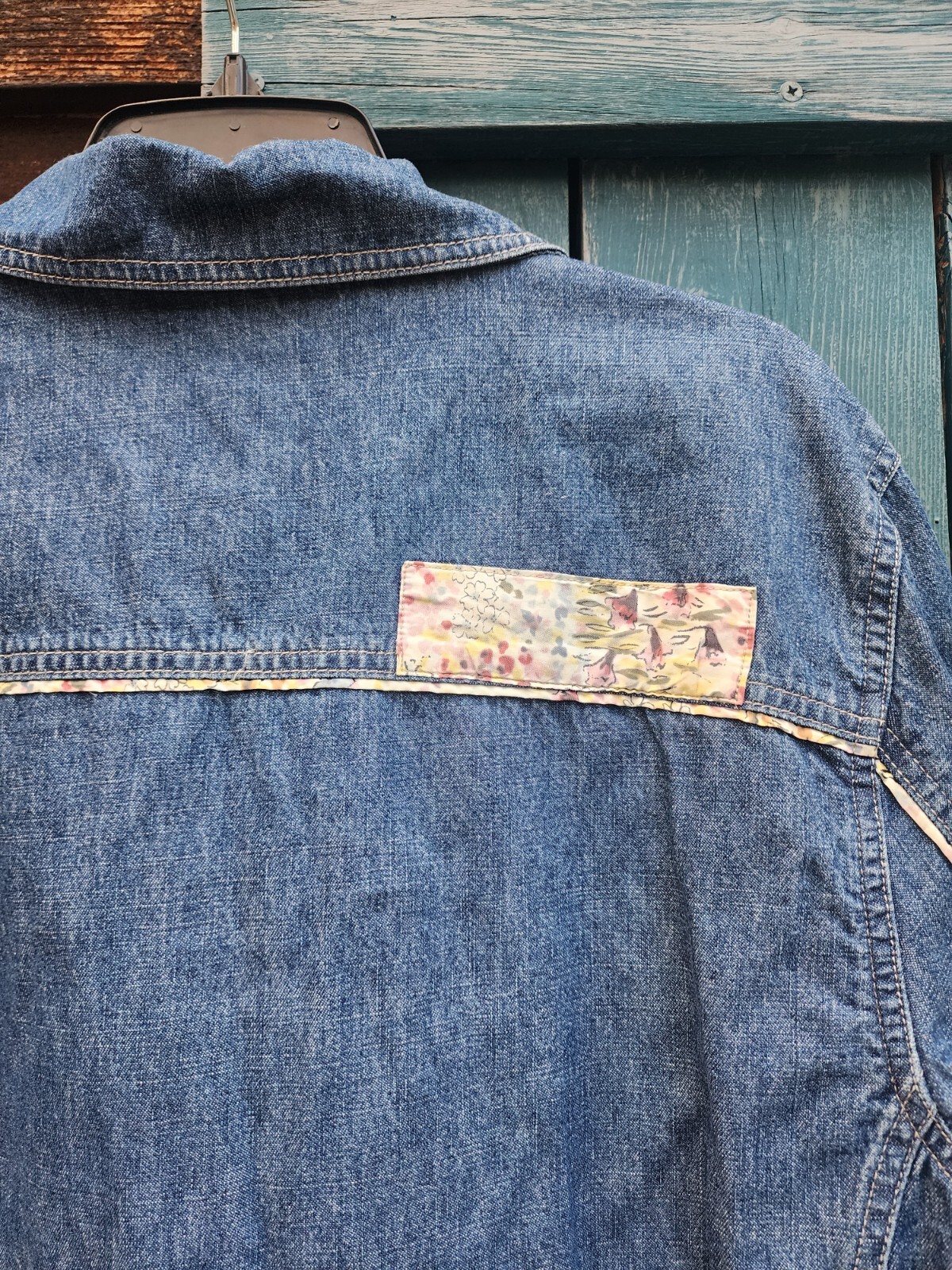 Denim Shacket Jacket Blast Blues Patch L Vintage? - image 10