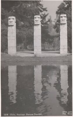 Park Parque Courino Monuments Santiago Chile Sculptures Vintage Postcard