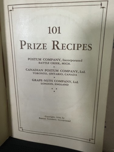 Post 101 Prize Recipes Booklet 1928 Postum Co Battle Creek MI Vintage - Picture 3 of 5