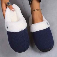 Solid Color Slippers, Casual Slip On Plush Lined Shoes, Comfortable Indoor Home