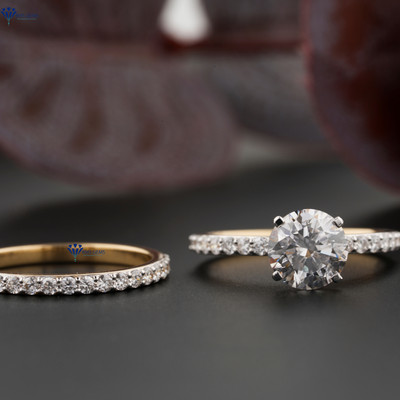2.06 TDW Round Cut  Pave Setting Moissanite Ring 10k Yellow Gold Labstone