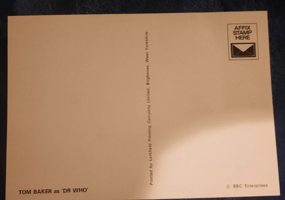 DOCTOR WHO TOM BAKER Signed Postcard Vintage Larkfield BBC Fan Photo 1977 RARE - Image 2 of 2