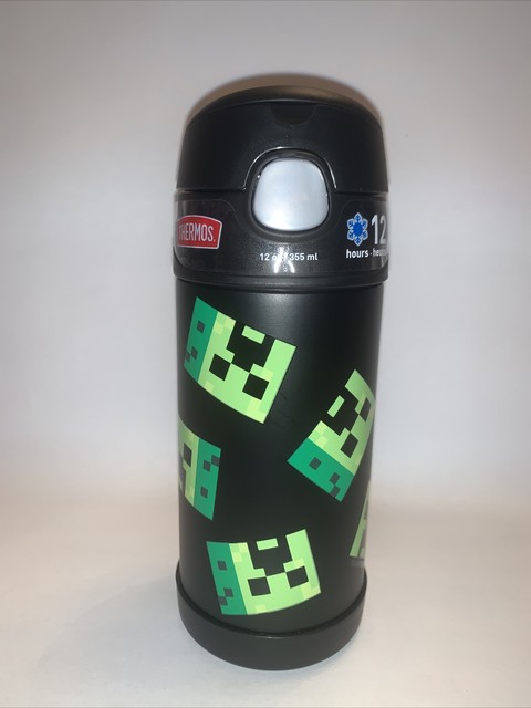 Thermos Minecraft Black Creeper 12 Oz Funtainer Insulated Water Bottle W Straw For Sale Online Ebay
