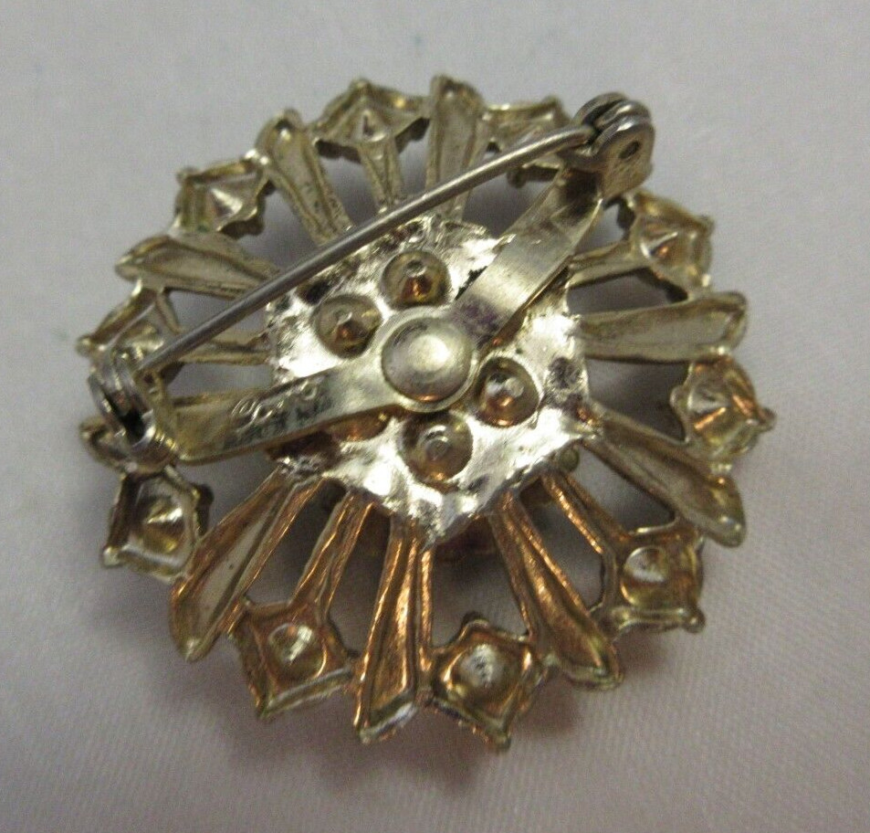 Rare Vintage Coro Signed Ruby Red Rhinestone Roun… - image 6