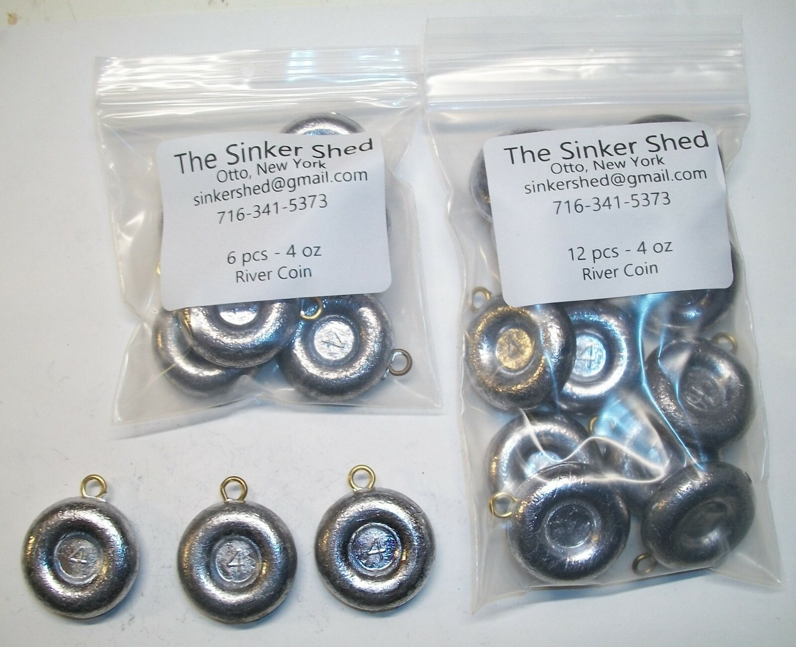 4 Oz Lead River Coin Sinkers / Decoy Weights - Choose Your Quantity, Free Shipping, USA Made