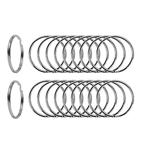 Newflager 2 Inch Flat Key Rings - Large Split Key Rings - Silver Steel Round 