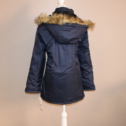 NWT Totes Women's Winter Coat, Fur Trim Hood, Navy sz XL Water Resistant - Picture 4 of 12