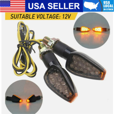 2X Mini Motorcycle LED Blinker Lights Amber Indicator Lamps Universal