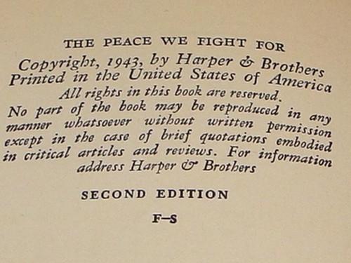 The Peace We Fight For - Hiram Motherwell 1943 Second Edition - Picture 4 of 5