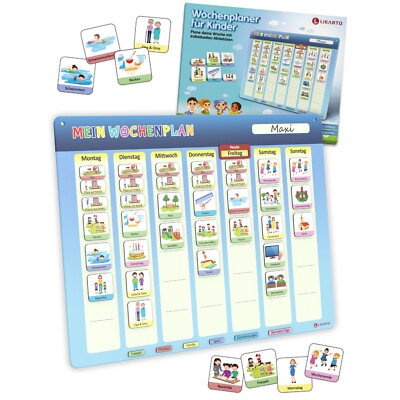 Magnetischer Wochenplaner für Kinder - Montessori Magnettafel inkl. 198 Magnete