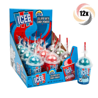 Full Box 12x Cups Koko's Icee Dip N Lik Assorted Lollipops Candy Powder | 1.66oz