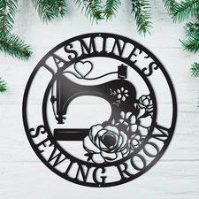 Personalized Sewing Machine Metal Sign, Quilting Metal Wall Art,Sewing room