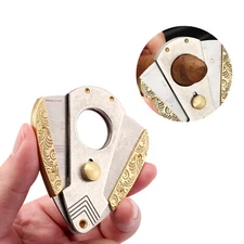 Galiner Portable Vintage Stainless Steel Cigar Cutter Punch Scissors Gold Gift