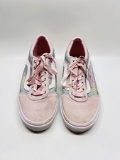 VANS Women s Sparkle Pink Missy OLD SKOOL Sneakers Glitter Suede Ribbon Size 5