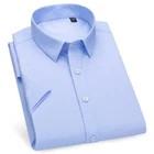 Mens Dress Shirts Short Sleeves Formal Business No Iron Bamboo Casual Shirt Tops