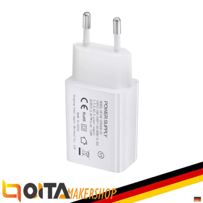 Dual USB Ladegerät EU Plug Charger 5V 2,4A Weiß 2-Port Charger Adapter Netzteil