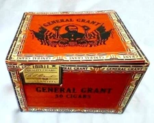 General Grant Wood Cigar Box 5 1/4" x 4 1/2" (No cigars)