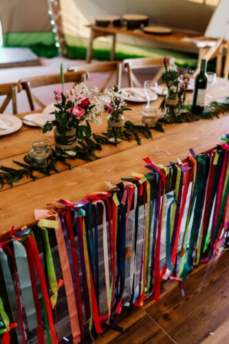 Multicolured Ribbon Skirt For Table Decoration