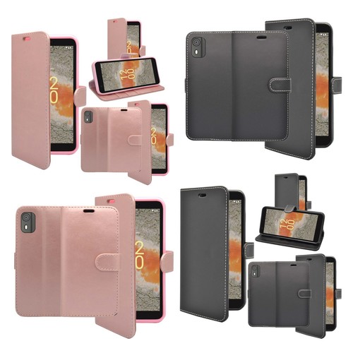 Für Nokia C02 C12 C22 C32 Leder Schutzhülle Etui Flip Handy Cover - Bild 1 von 120