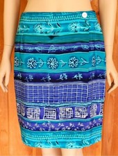 Coldwater Creek Traslape Skirt Teal Wrap Knee Length Petit Sz 8 Made in USA