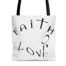 AOP Tote Bag "Faith Hope Love"