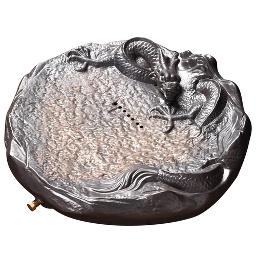 tea tray water reservoir & draining handmade dragon embossed ceramic tea table - Picture 6 of 13