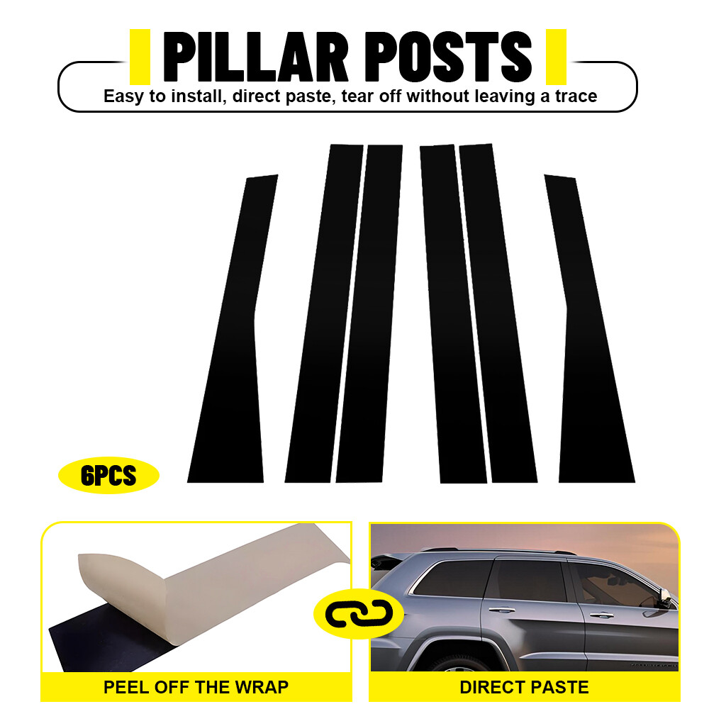 For Jeep Grand-Cherokee 2011- 2021 6Pcs Door Pillar Post Side Cover Trim Parts I
