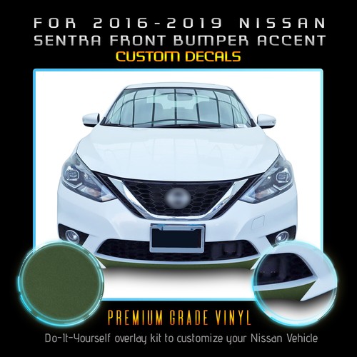For 2016-2019 Nissan Sentra Front Bumper Lip Accent Overlay - Flat Matte Vinyl - Picture 4 of 17