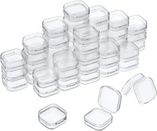 48 Packs Clear Small Plastic Containers Transparent Storage Box with Hinged Lid