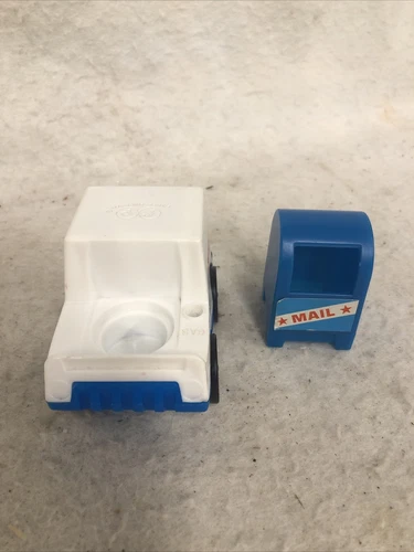 Fisher Price Little People Vintage Mail Car & Blue Mail Box