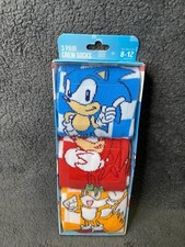 Sonic The Hedgehog Sonic Tails  Knuckles 3 Crew Socks Mens Shoe Size 8-12 NEW