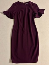 Calvin Klein Sheath Dress Purple Back Zip Size 2
