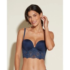 Cosabella Jhansi Longline Underwire Bustier Bra in Navy Lace Size 3 New